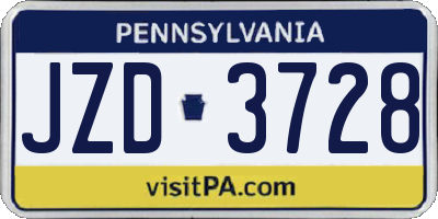 PA license plate JZD3728