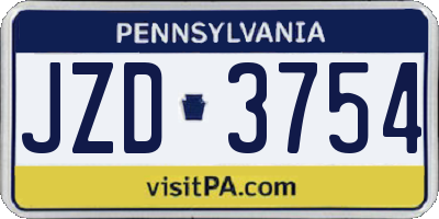 PA license plate JZD3754