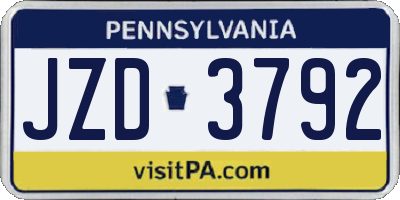 PA license plate JZD3792