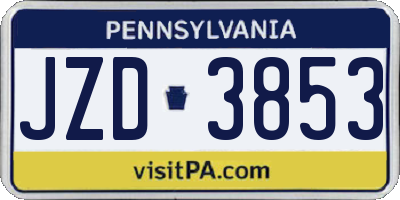 PA license plate JZD3853