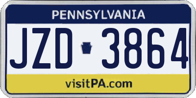 PA license plate JZD3864