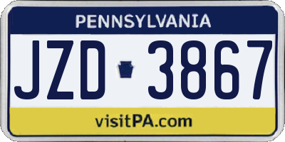PA license plate JZD3867