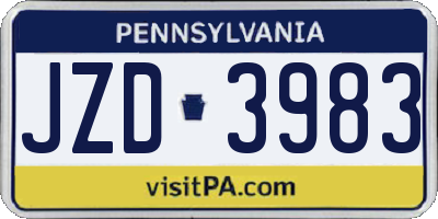 PA license plate JZD3983