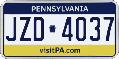 PA license plate JZD4037