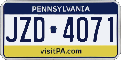 PA license plate JZD4071