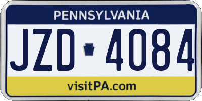 PA license plate JZD4084