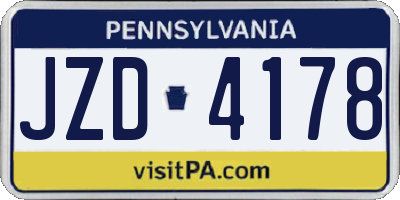 PA license plate JZD4178