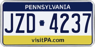 PA license plate JZD4237