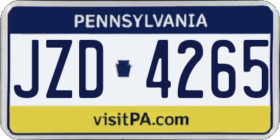 PA license plate JZD4265