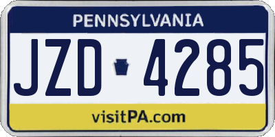 PA license plate JZD4285