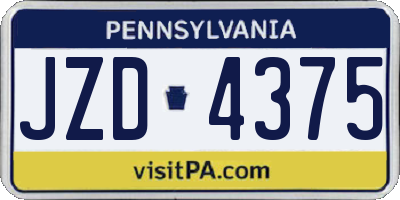 PA license plate JZD4375