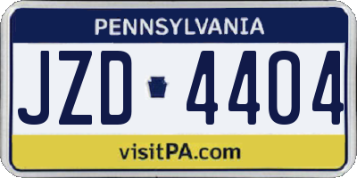 PA license plate JZD4404