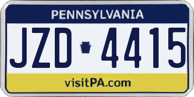 PA license plate JZD4415