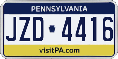 PA license plate JZD4416
