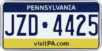 PA license plate JZD4425