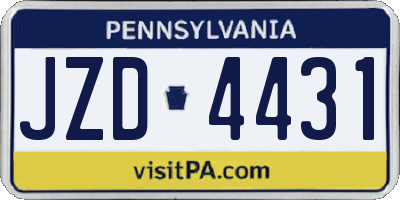 PA license plate JZD4431
