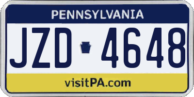 PA license plate JZD4648