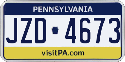 PA license plate JZD4673