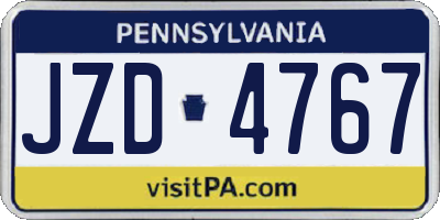 PA license plate JZD4767