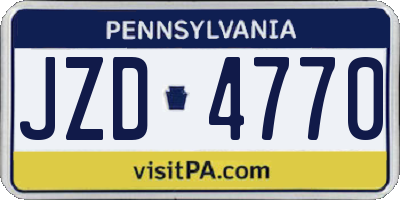 PA license plate JZD4770