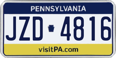 PA license plate JZD4816