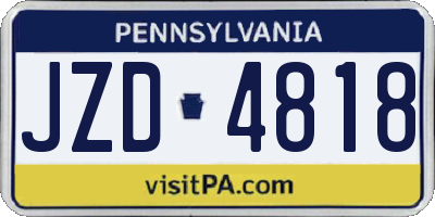 PA license plate JZD4818