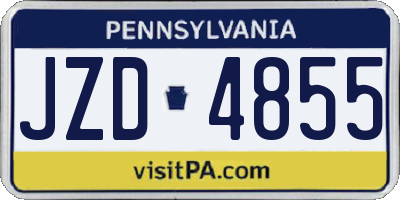PA license plate JZD4855