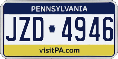 PA license plate JZD4946