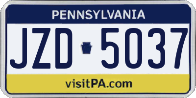 PA license plate JZD5037