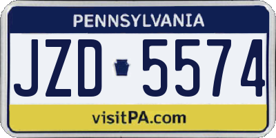 PA license plate JZD5574