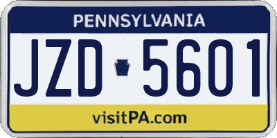 PA license plate JZD5601