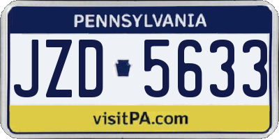 PA license plate JZD5633