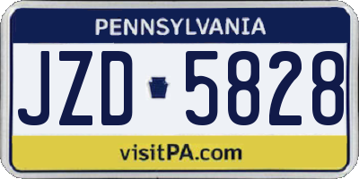 PA license plate JZD5828