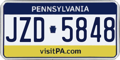 PA license plate JZD5848