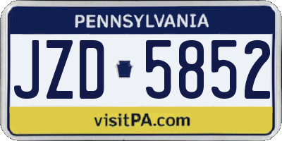 PA license plate JZD5852