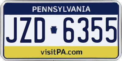 PA license plate JZD6355
