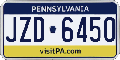 PA license plate JZD6450