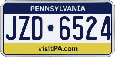 PA license plate JZD6524