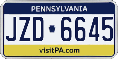 PA license plate JZD6645