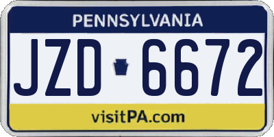 PA license plate JZD6672