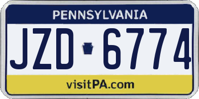 PA license plate JZD6774