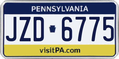 PA license plate JZD6775