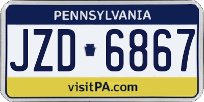 PA license plate JZD6867