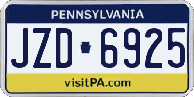 PA license plate JZD6925