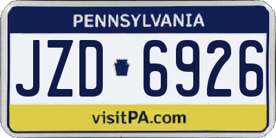 PA license plate JZD6926
