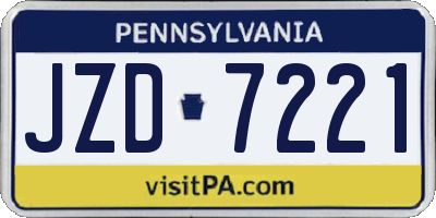 PA license plate JZD7221