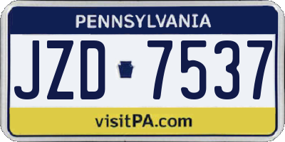 PA license plate JZD7537