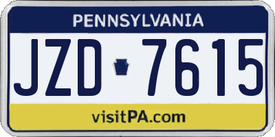 PA license plate JZD7615