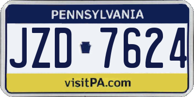 PA license plate JZD7624