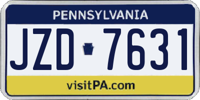 PA license plate JZD7631